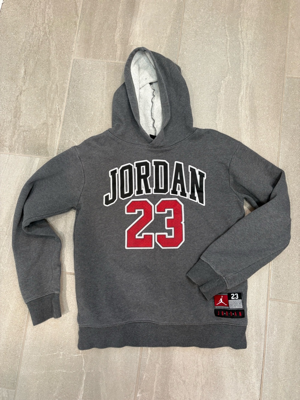 Jordan Dark Gray Hoodie with Red 23